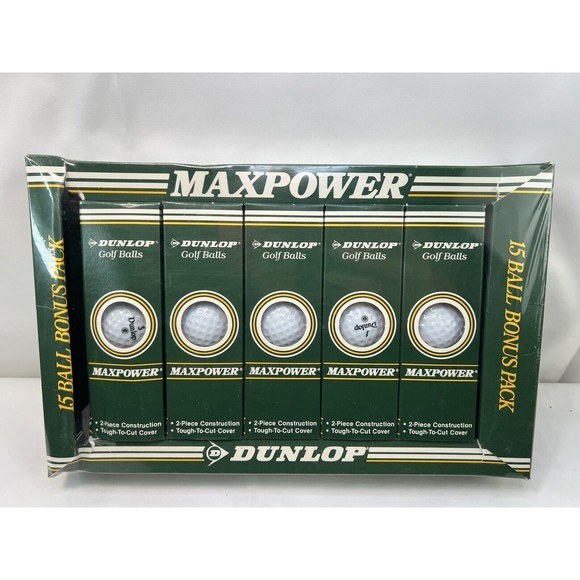 Vintage Dunlap Golf Balls MAXPOWER 15 Ball Bonus Pack‎ New Sealed - Picture 1 of 4
